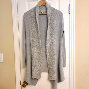 Oneworld Live Let Live Long Open Front Cardigan Sweater Mixed Media Gray Size M